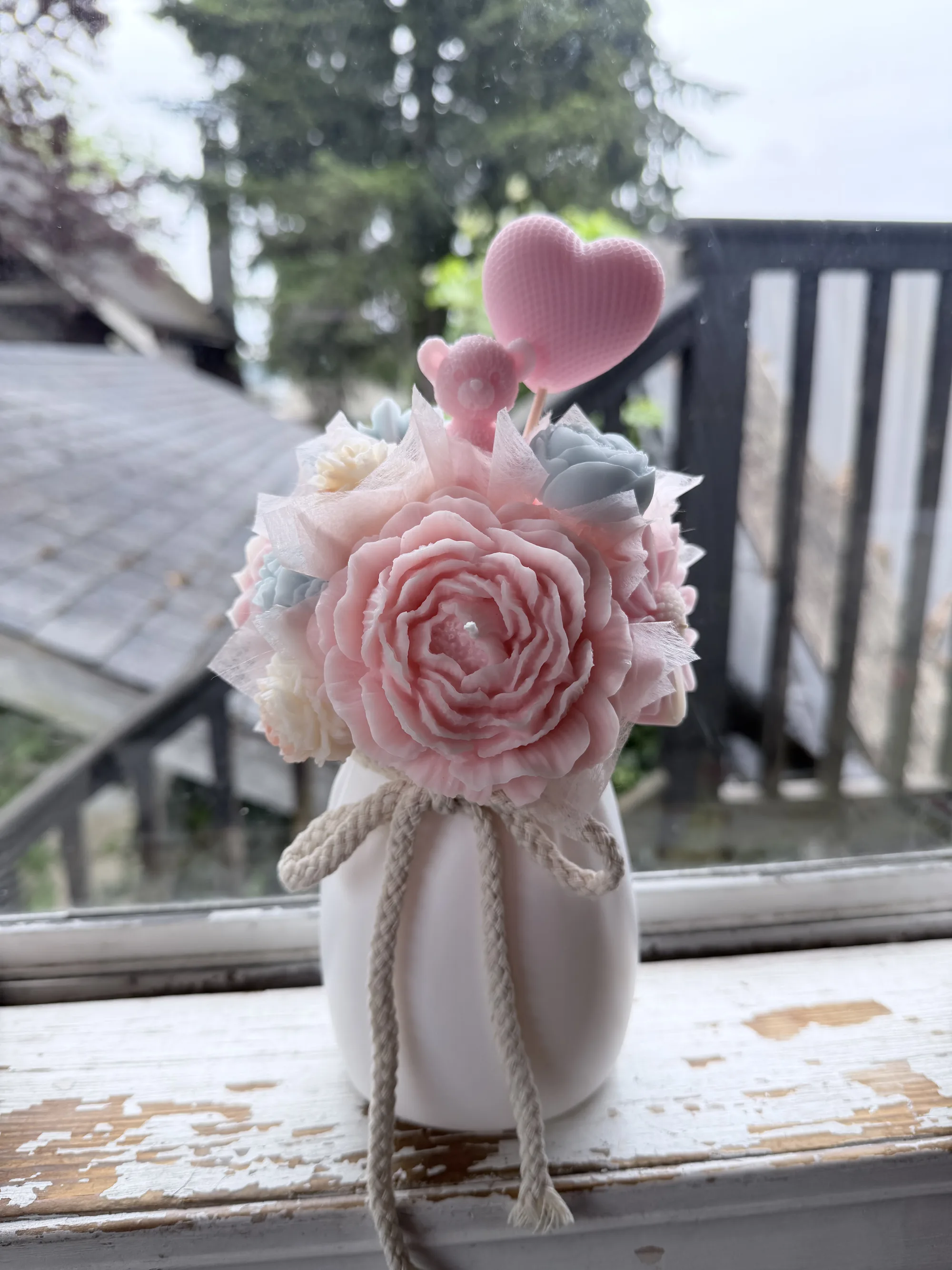 Ribbon bouquet wrapped in blush paper