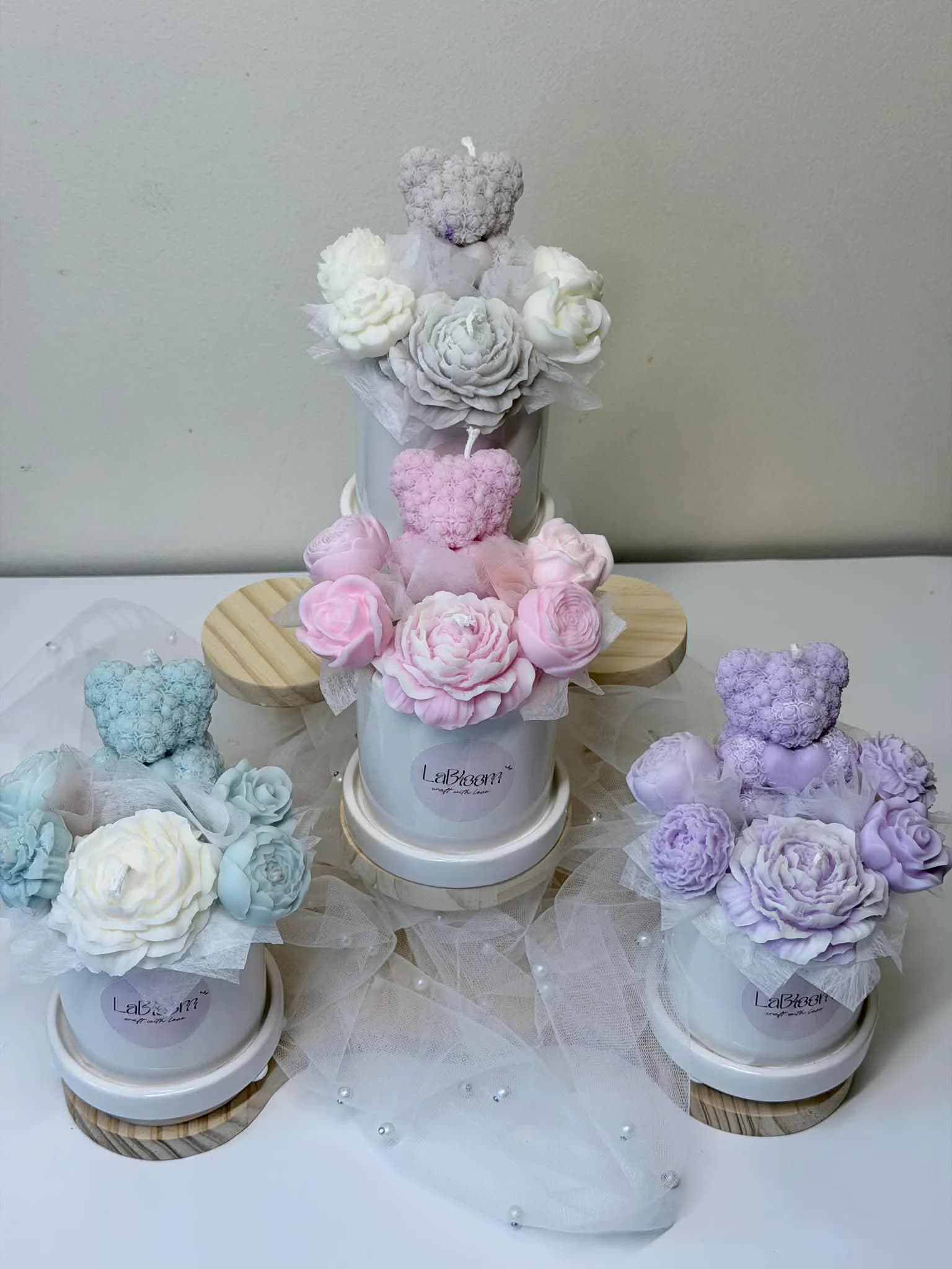 Flowers that glow, memories that last. Our pastel candle bouquet collection is the perfect gift for birthdays, graduations, baby showers, or simply because.